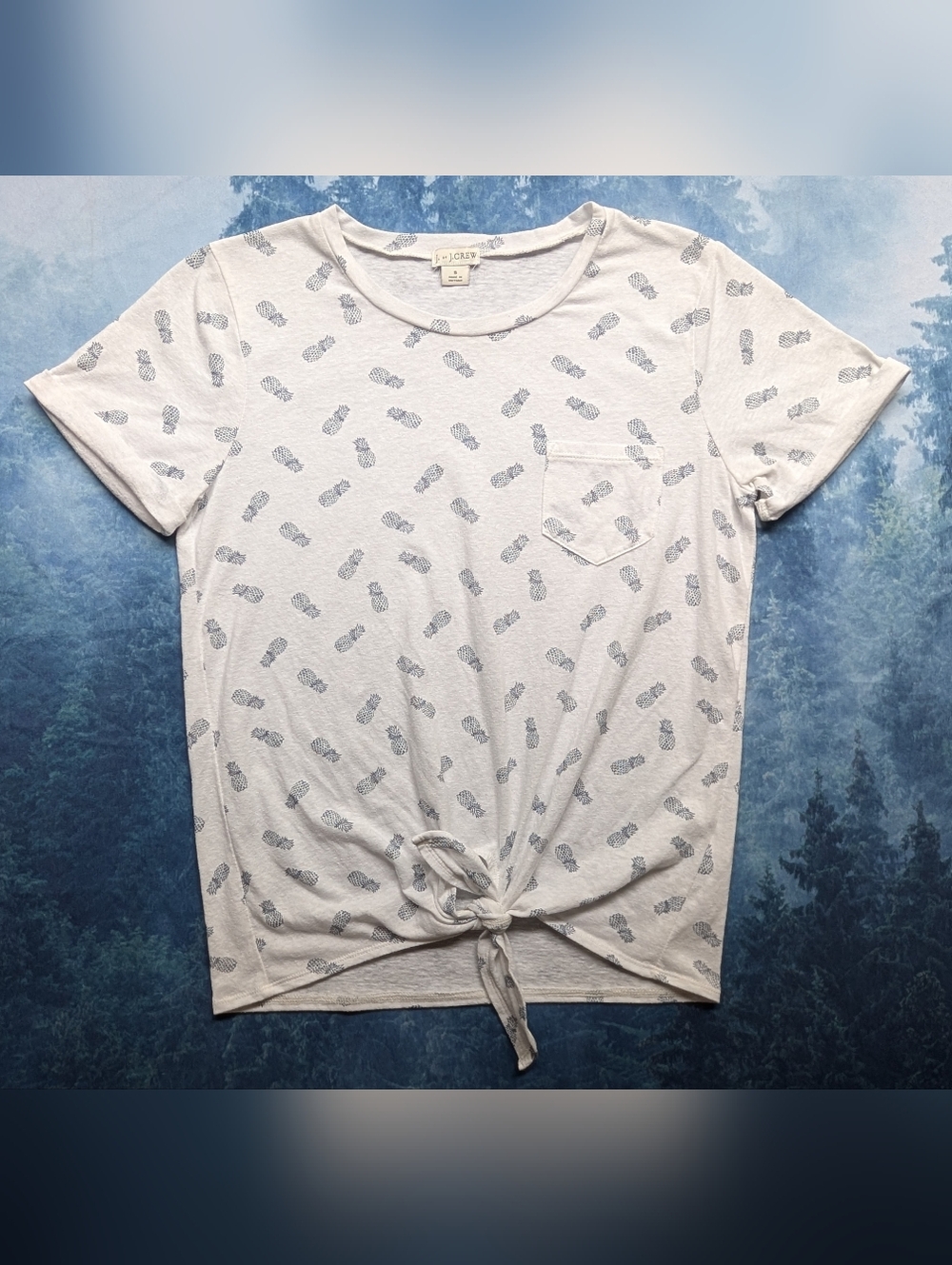 J. Crew Pineapple-Print Tie-Front Tee Women’s Small